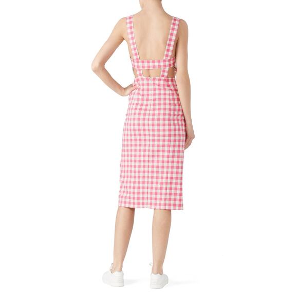 FINDERS KEEPERS Pink White Gingham Check Sleeveless Gigi Midi Dress Size US 10 - Picture 16 of 16